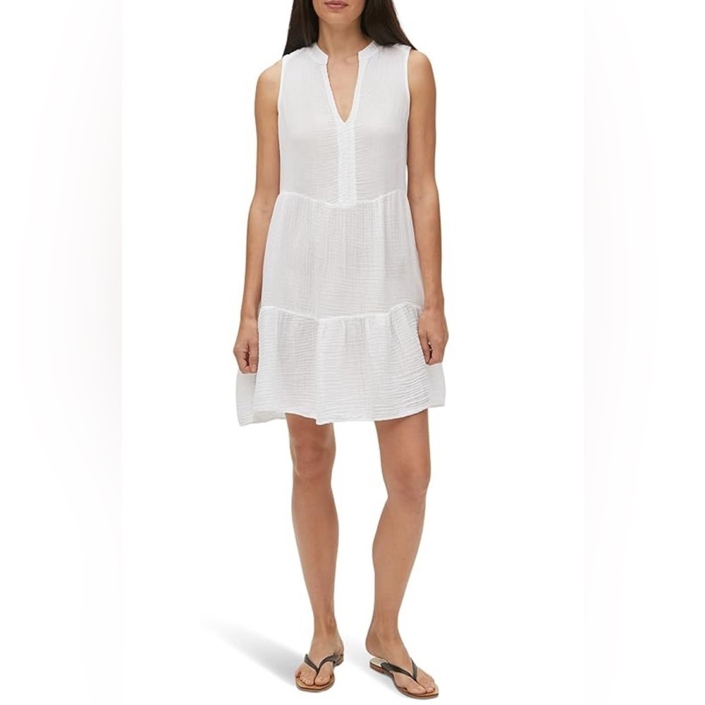 Joie White Sleeveless Tiered Midi Dress